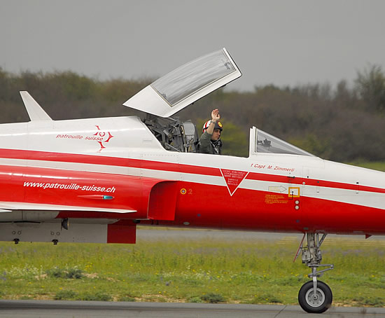 Patrouille Suisse F-5E Tiger II demonstration team on the taxi way